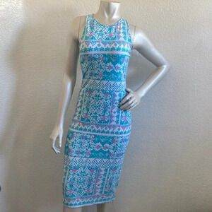 Tori Richard Honolulu Blue Cafe midi dress Small XS